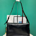 Prada Soft Sound Large Leather Shoulder Bag With Charms 1BD378 Black